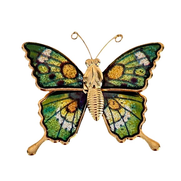 Jewelry - Vintage Colorful Butterfly Brooch Gold Tone